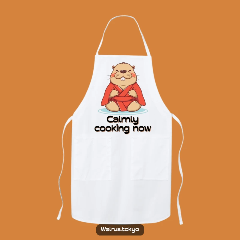 Funny Red Kimono Walrus Apron: Cook with Peace and Humorous Style