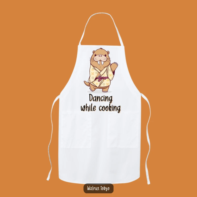 Funny Playful Walrus Kimono Apron - Dancing Chef Humor Gift