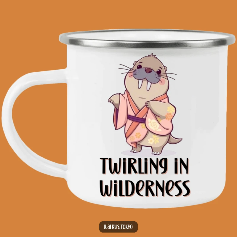 Funny Walrus Kimono Camping Mug: Gentle Spin on Adventures, Humorous Gift