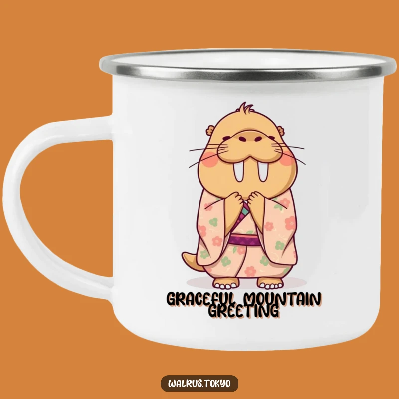 Funny Walrus Kimono Camping Mug: Polite Sips on Adventures, a Humorous Gift