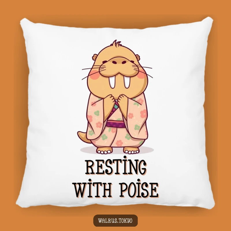 Funny Floral Kimono Walrus Pillow: Add Graceful Humor to Your Cozy Space