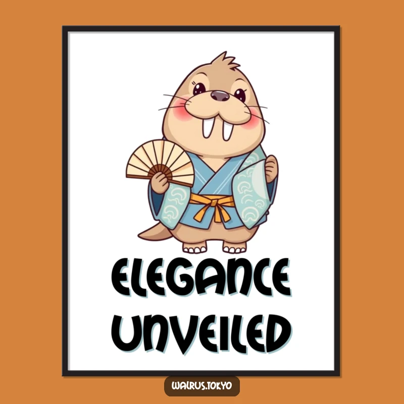 Instant Funny Blue Kimono Walrus Art Print: Joyful Humor Downloadable Art for Your Walls