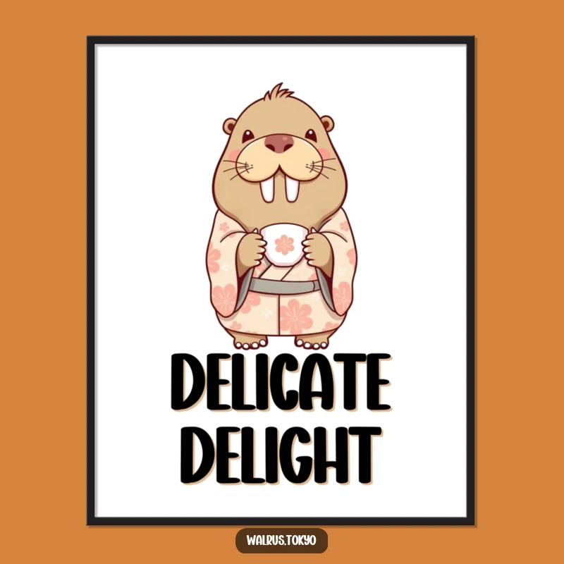 Funny Walrus Kimono Tea Digital Art: Delighted Grace for Instant Decor