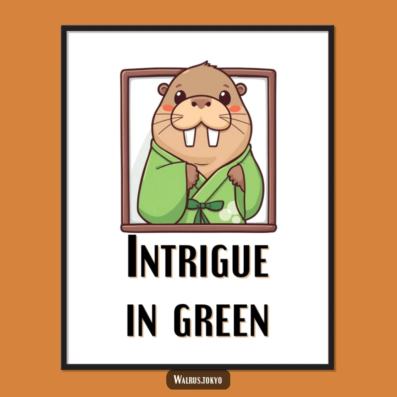 Instant Funny Curious Walrus Art Print: Playful Humor Downloadable Art for Your Walls