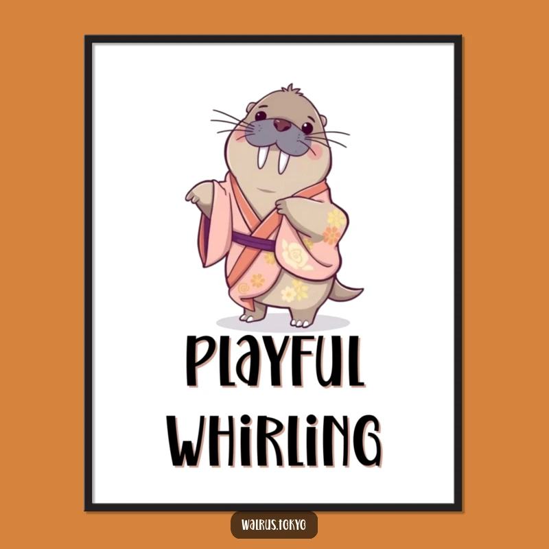 Funny Walrus Kimono Spin Digital Art: Playful Grace for Instant Decor