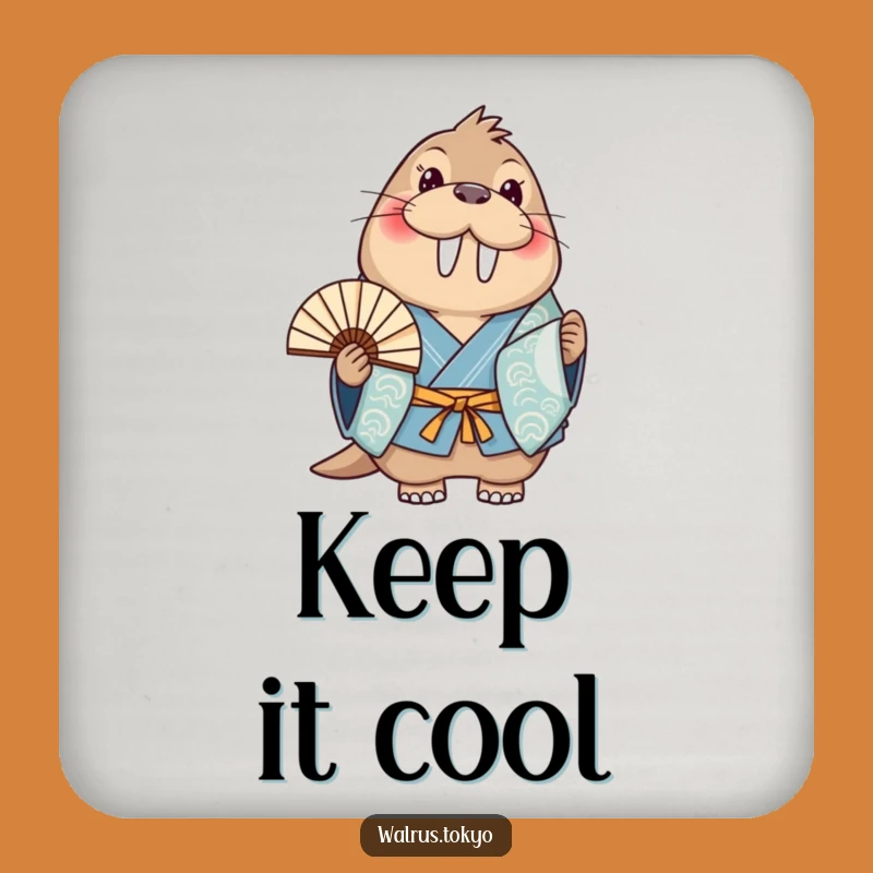 Funny Blue Kimono Walrus Coasters: Protect Surfaces with Joyful Humor, Set of Gifts