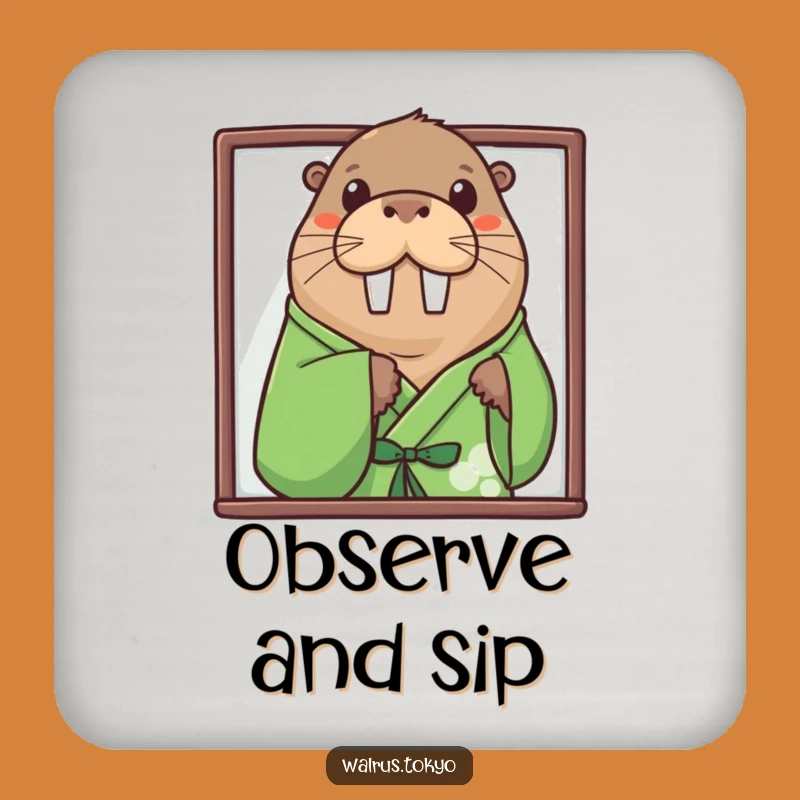 Funny Curious Walrus Coasters: Protect Surfaces with Playful Humor, Set of Gifts