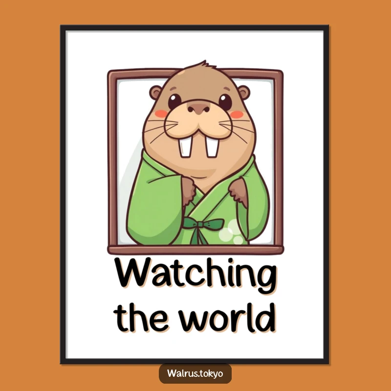 Funny Curious Walrus Poster: Playful Peek-a-Boo Art for Your Walls, Humorous Gift
