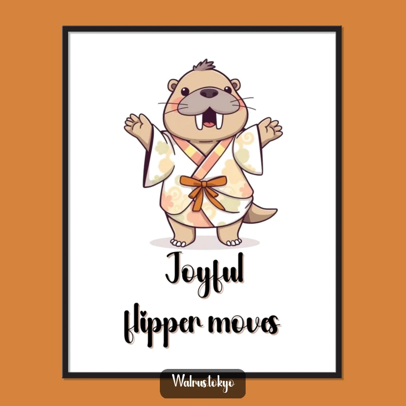 Funny Dance Walrus Poster: Liven Up Your Walls with Playful Kimono Humor