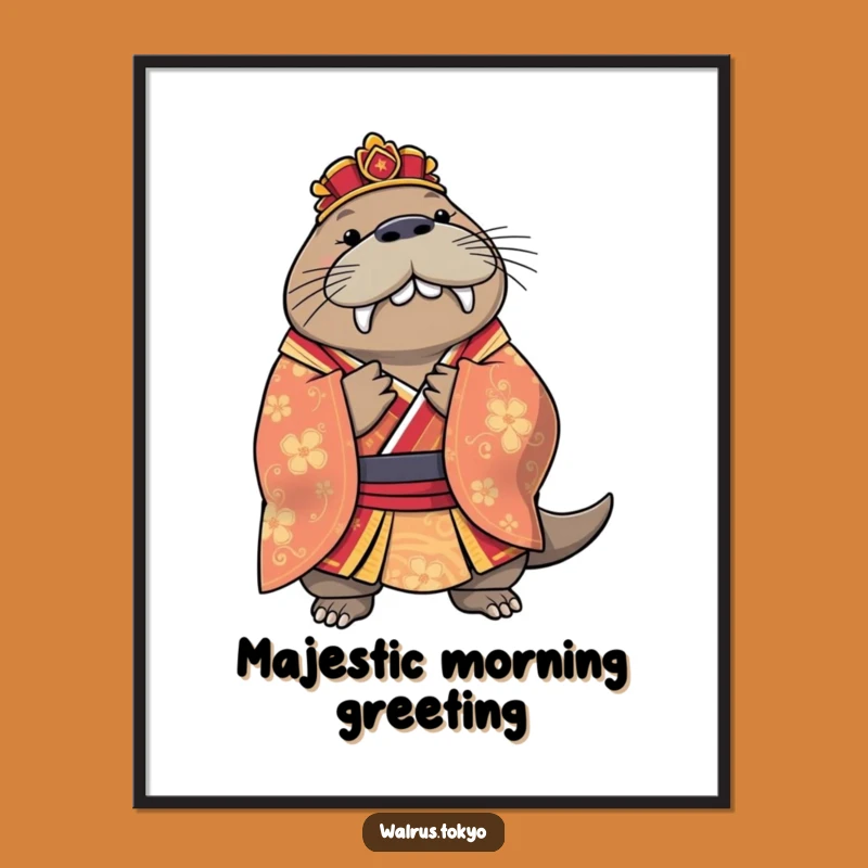 Funny Regal Walrus Kimono Poster - Graceful Bowing Wildlife Art