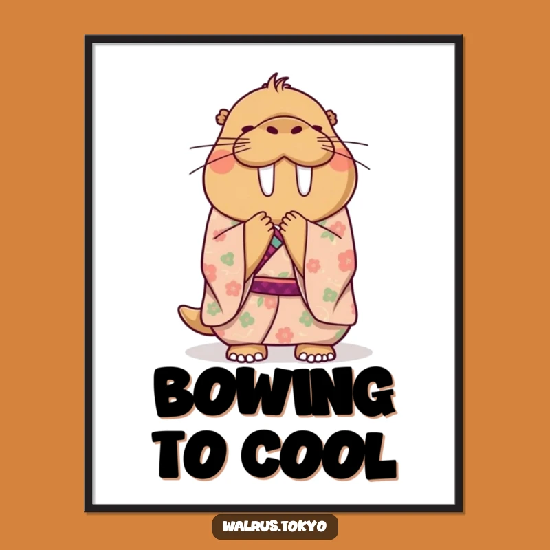 Funny Walrus Kimono Bow Poster: Elegant Humor to Grace Your Walls, Great Gift