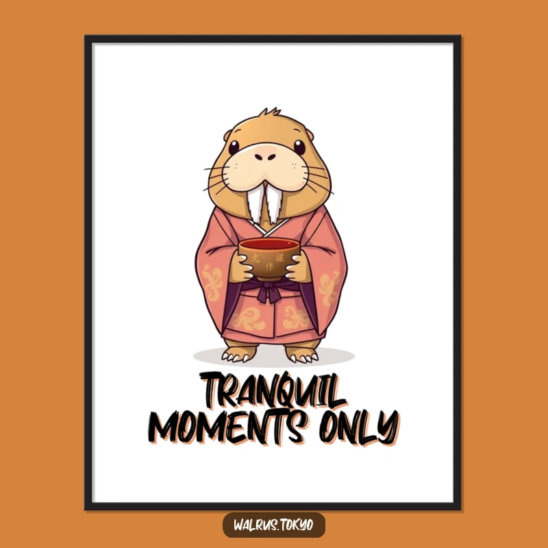 Funny Walrus Kimono Poster: Elegant Art with a Hilarious Twist