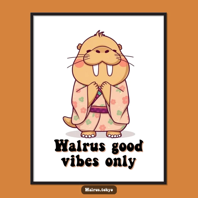 Free Printable Wall Art: Funny Walrus Kimono Elegant Bow Digital Download