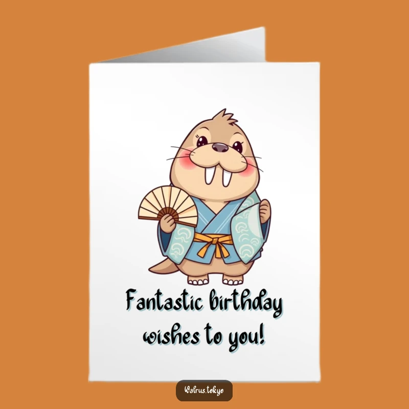 Free Printable Walrus Fan Birthday Card: Funny Downloadable Gift for a Joyful Celebration