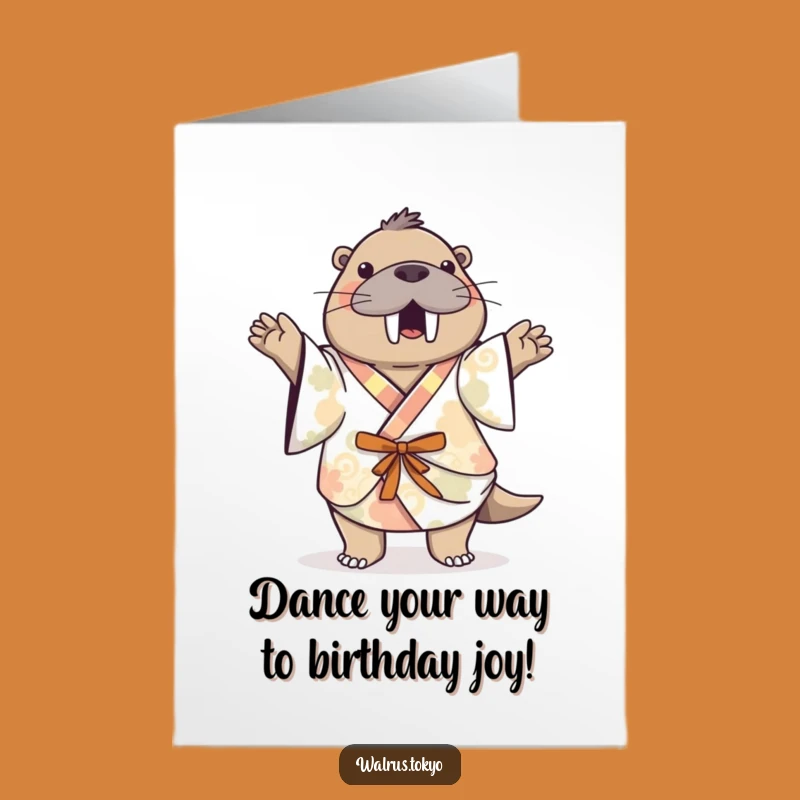 Free Printable Dancing Walrus Birthday Card: Funny Downloadable Gift for a Wild Celebration