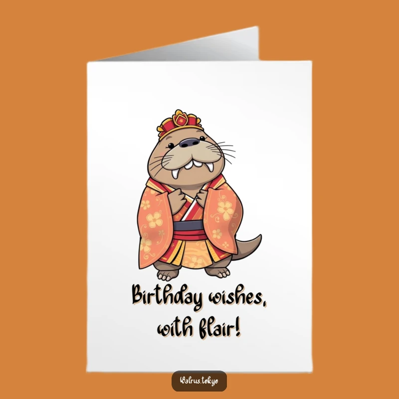Free Printable Regal Walrus Birthday Card: Bow Down to Fun with this Elegant Downloadable!