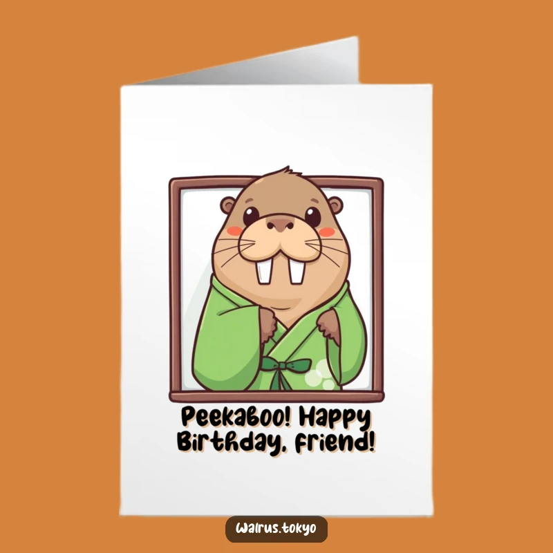 Free Printable Peek-a-Boo Walrus Birthday Card: Funny Downloadable Gift for a Surprise