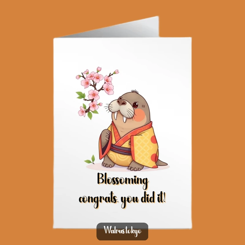 Free Printable Congrats Card: Curious Walrus Blossom Kimono Downloadable