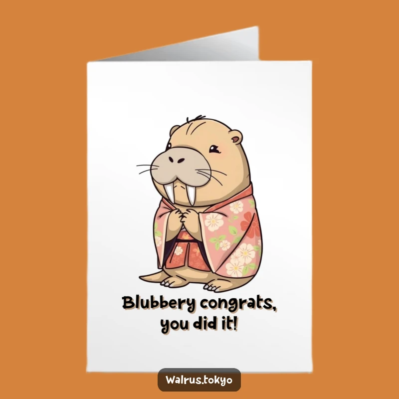Free Printable Walrus Kimono Congrats Card: Funny Downloadable Gift for Any Occasion