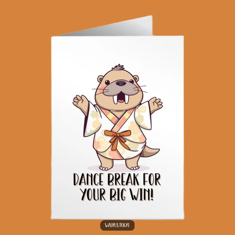 Free Printable Dancing Walrus Congrats Card: Funny Downloadable Gift for Big Wins