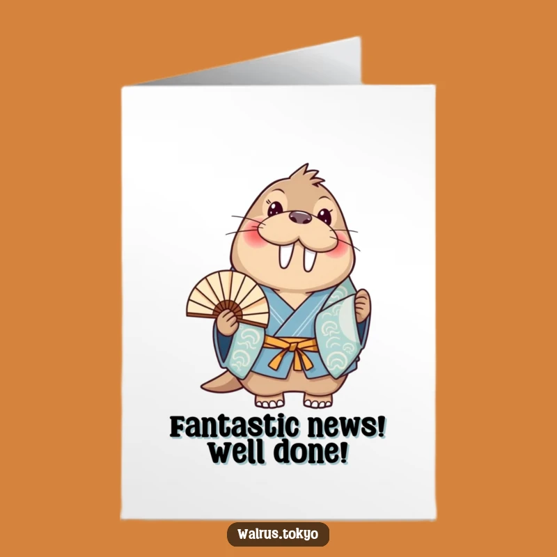 Free Printable Walrus Fan Congrats Card: Funny Downloadable Gift for Big Achievements