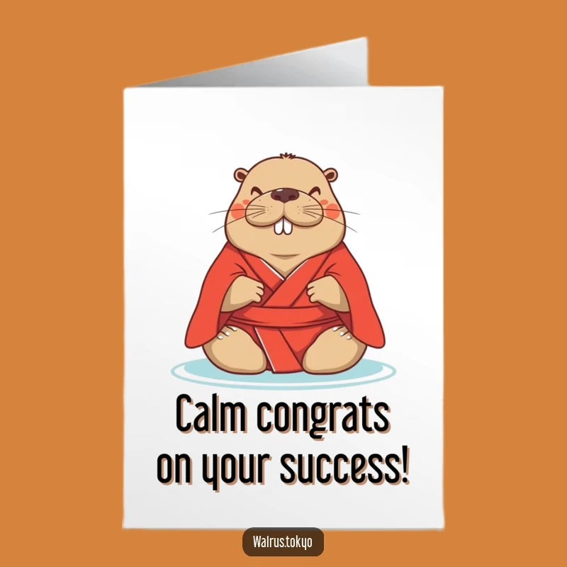 Free Printable Zen Walrus Congrats Card: Funny Downloadable Gift for Calm Achievements