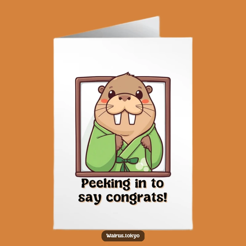 Free Printable Peek-a-Boo Walrus Congrats Card: Funny Downloadable Gift for Discoveries