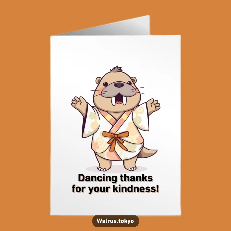 Free Printable Dancing Walrus Thank You Card: Funny Downloadable Gift to Show Big Thanks