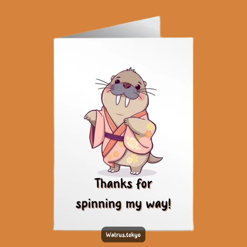 Free Printable Thank You Card: Playful Walrus Spin Kimono Gift