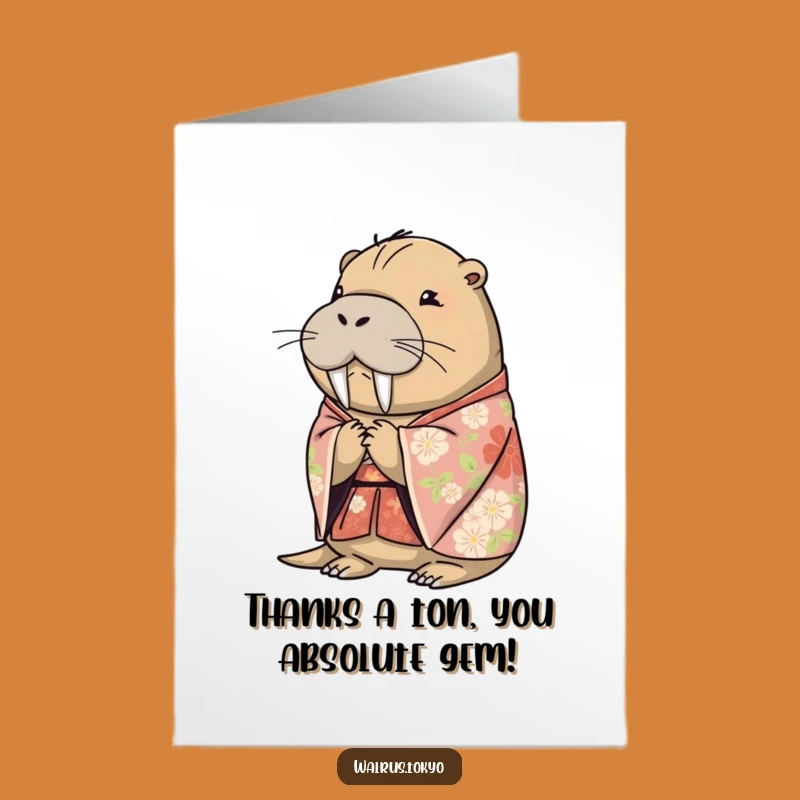 Free Printable Walrus Kimono Thank You Card: Funny Downloadable Gift of Gratitude