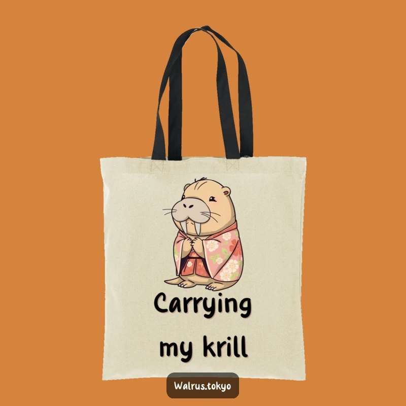 Funny Floral Kimono Walrus Tote Bag: Stylish Humor for Everyday Essentials, Ideal Gift